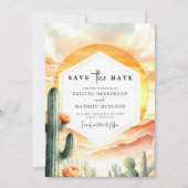 Save The Date Mariage moderne classique Cactus (Devant)