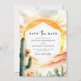 Save The Date Mariage moderne classique Cactus