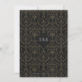 Save The Date Mariage moderne classique élégant noir et or (Dos)
