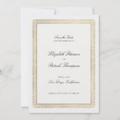 Save The Date Mariage Moderne Classique Formel Ivoire Lys Doré (Devant)