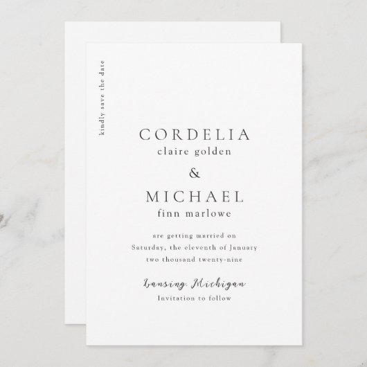 Save The Date Mariage moderne Cordelia (Devant / Derrière)