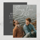 Save The Date Mariage Moderne Couple Minimaliste Photo Script (Devant / Derrière)