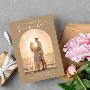 Save The Date Mariage Moderne de Couple de Plage au Coucher du S