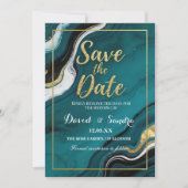 Save The Date Mariage Moderne de Marbre de Téglé Doré Chic (Devant)