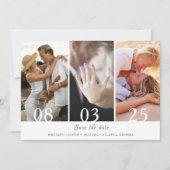 Save The Date Mariage moderne de trois photos Sauvez la date (Devant)