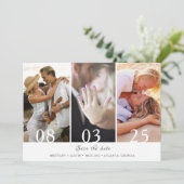 Save The Date Mariage moderne de trois photos Sauvez la date (Debout devant)