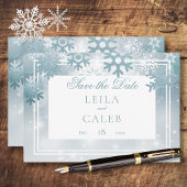 Save The Date Mariage moderne Dusty Blue Snowflake