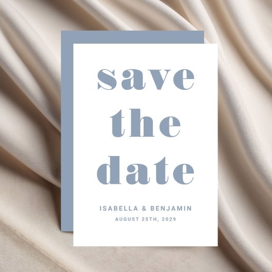 Save The Date Mariage moderne Dusty Blue Typography