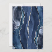 Save The Date Mariage Moderne Écriture Agate Bleu Nuit Argent (Dos)