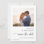 Save The Date Mariage moderne écriture manuscrite noir et blanc (Devant)