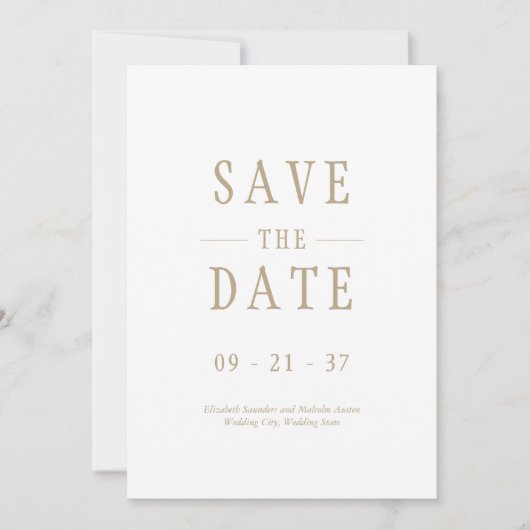 Save The Date Mariage Moderne Élégant Blanc (Devant)