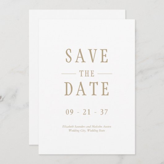 Save The Date Mariage Moderne Élégant Blanc (Devant / Derrière)