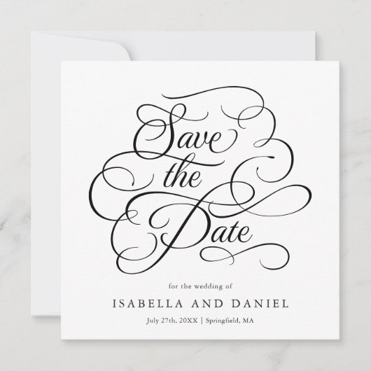 Save The Date Mariage Moderne Élégant Calligraphie Script (Devant)
