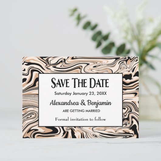 Save The Date Mariage moderne Elegant Motif Aquarelle Elégant Pe (Debout devant)