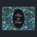 Save The Date Mariage moderne élégant Peacock / Maison de Grosch<br><div class="desc">Elégante et Fille Peacock-Blue Parties scintillant Encrusted! Copyright M 2013</div>