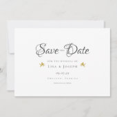 Save The Date Mariage Moderne Élégant Script Cupidons Dorés (Devant)
