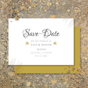 Save The Date Mariage Moderne Élégant Script Cupidons Dorés