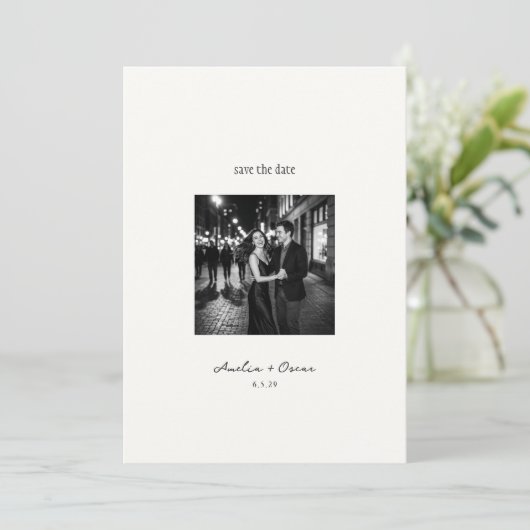 Save The Date Mariage Moderne Élégant Script Photo QR (Debout devant)