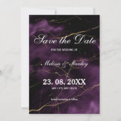 Save The Date Mariage moderne élégant simple violet or (Devant)