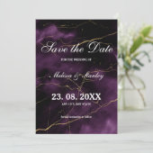 Save The Date Mariage moderne élégant simple violet or (Debout devant)