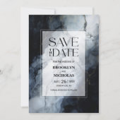 Save The Date Mariage moderne en marbre noir Enregistrer la date (Devant)