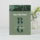 Save The Date Mariage moderne en marbre vert (Debout devant)