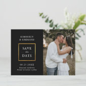 Save The Date Mariage moderne Enregistrer la date Black Gold | P (Debout devant)
