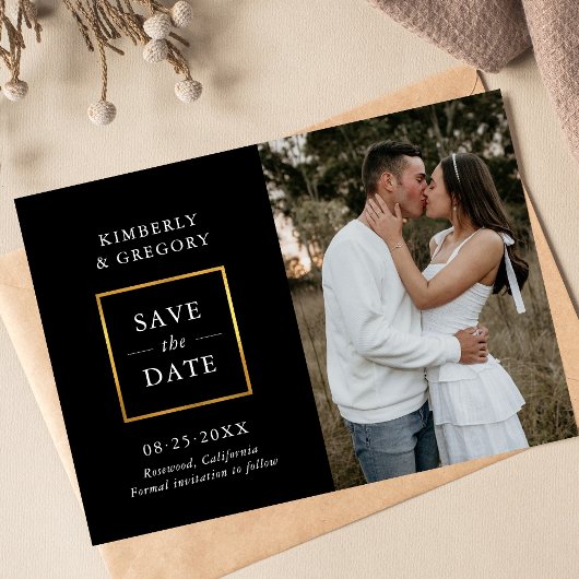 Save The Date Mariage moderne Enregistrer la date Black Gold | P