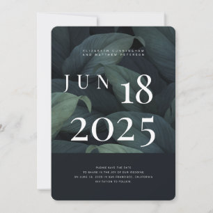 Save The Date Mariage Moderne et Minimaliste au Feuillage