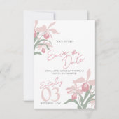 Save The Date Mariage moderne floral orchidée Cattleya rose poud (Devant)