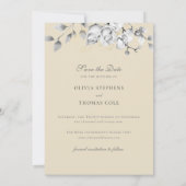 Save The Date Mariage moderne Floral Wreath Black White Gold (Dos)