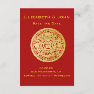 Save The Date Mariage moderne Gold Double Happiness No.10