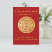 Save The Date Mariage moderne Gold Double Happiness No.10 (Debout devant)