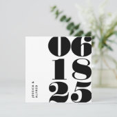 Save The Date Mariage moderne Gras Noir Blanc Gros Date (Debout devant)