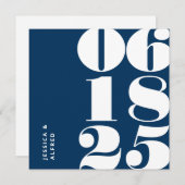 Save The Date Mariage moderne Gras Prussien Bleu Big Date (Devant / Derrière)