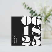 Save The Date Mariage moderne Gras Solide Noir Big Date (Debout devant)