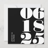 Save The Date Mariage moderne Gras Solide Noir Big Date (Devant)
