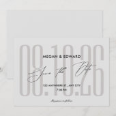 Save The Date Mariage moderne gris (Devant / Derrière)