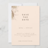 Save The Date Mariage moderne herbe de pampa crème (Dos)