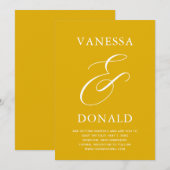Save The Date Mariage Moderne Jaune Moutarde de Vanessa (Devant / Derrière)