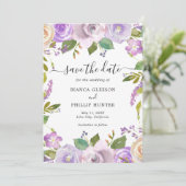 Save The Date Mariage moderne Lavender Floral Élégant (Debout devant)