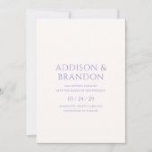 Save The Date Mariage moderne lilas élégant (Devant)