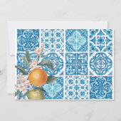 Save The Date Mariage moderne méditerranéen citron bleu carreaux (Dos)