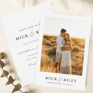 Save The Date Mariage Moderne Minimaliste Boho Texte et Photo