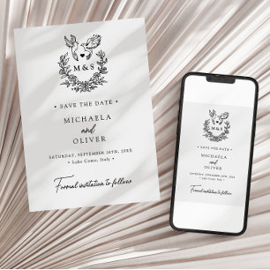 Save The Date Mariage Moderne Minimaliste Colombes Écriture Élég