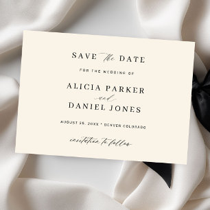 Save The Date Mariage moderne minimaliste élégant noir et ivoire