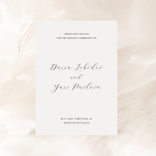 Save The Date Mariage moderne minimaliste noir et blanc