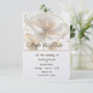 Save The Date Mariage Moderne Minimaliste Or et Blanc