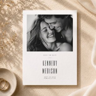 Save The Date Mariage Moderne Minimaliste Photo Noir & Blanc Enr