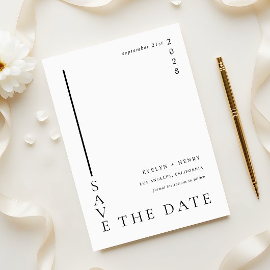 Save The Date Mariage Moderne Minimaliste Simple Ligne Noire
